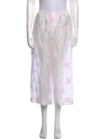 Pre-owned Helsa Floral Print Wide Leg Pants In White