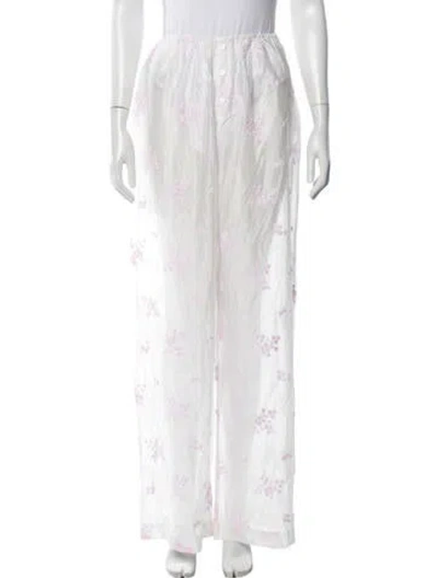 Pre-owned Helsa Floral Print Wide Leg Pants In White