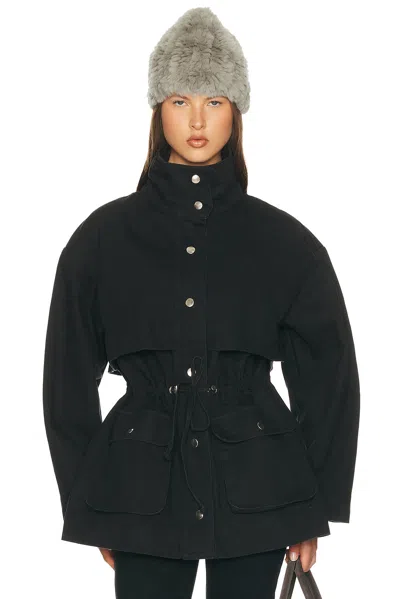 Helsa Garment Washed Utility Jacket In Black