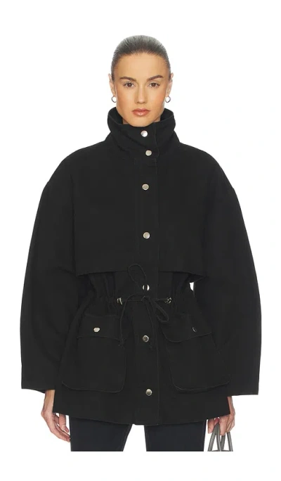 Helsa Garment Washed Utility Jacket In Black
