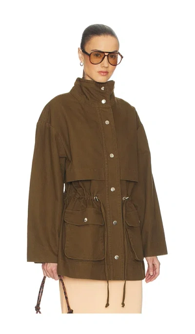 Helsa Garment Washed Utility Jacket In Brown
