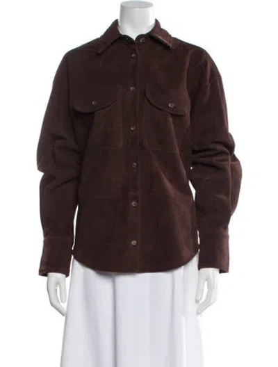 Pre-owned Helsa Goat Leather Denim Jacket In Brown