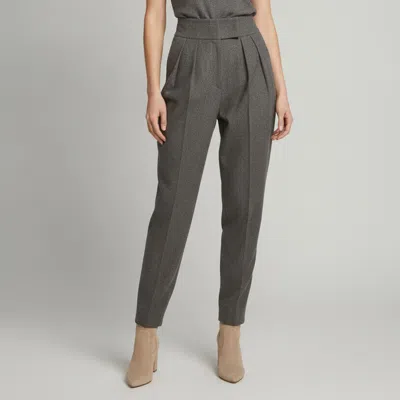 Pre-owned Helsa Grey Wool Blend Pleated High Waisted Trousers M