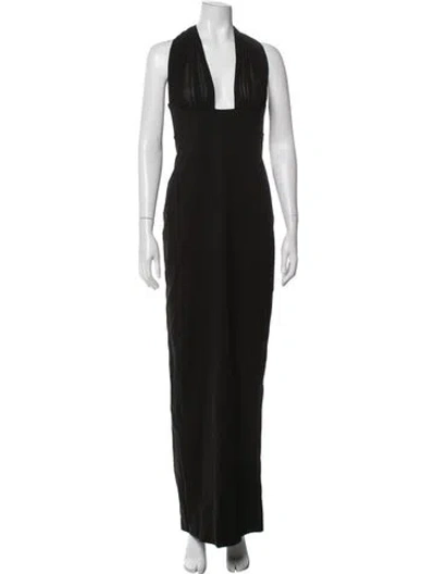 Pre-owned Helsa Halterneck Long Dress In Black