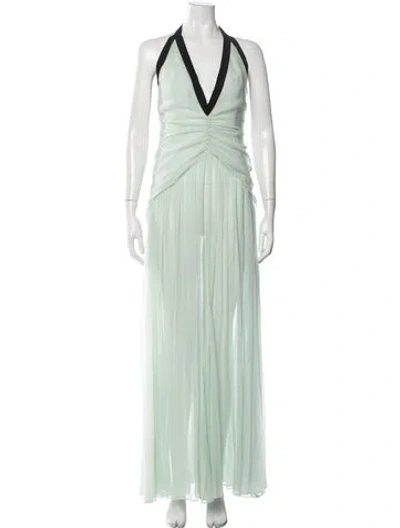 Pre-owned Helsa Halterneck Long Dress In Green