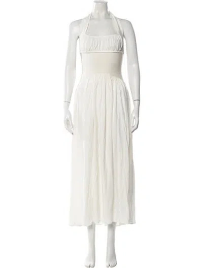 Pre-owned Helsa Halterneck Long Dress In Neutral