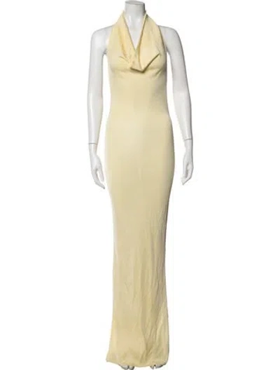 Pre-owned Helsa Halterneck Long Dress In Yellow