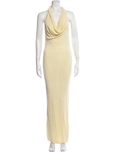 Pre-owned Helsa Halterneck Long Dress In Yellow