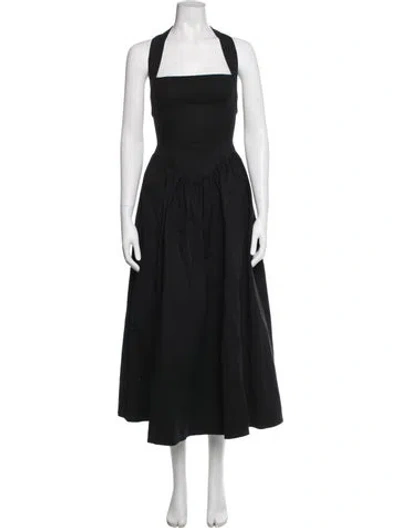 Pre-owned Helsa Halterneck Midi Length Dress In Black