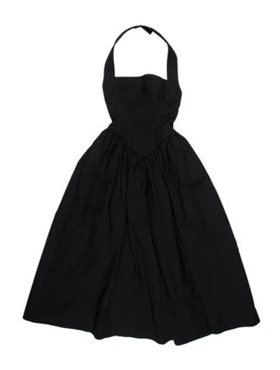 Pre-owned Helsa Halterneck Midi Length Dress In Black