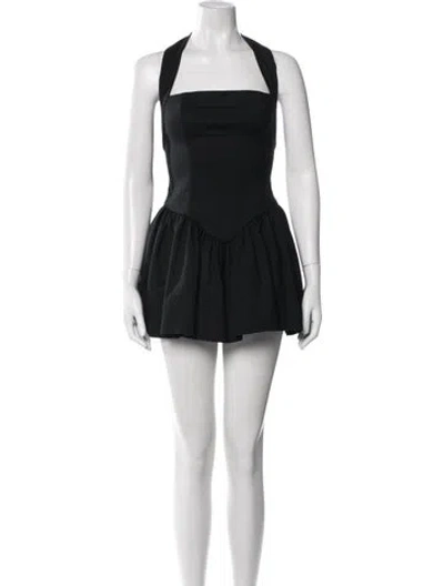 Pre-owned Helsa Halterneck Mini Dress In Black