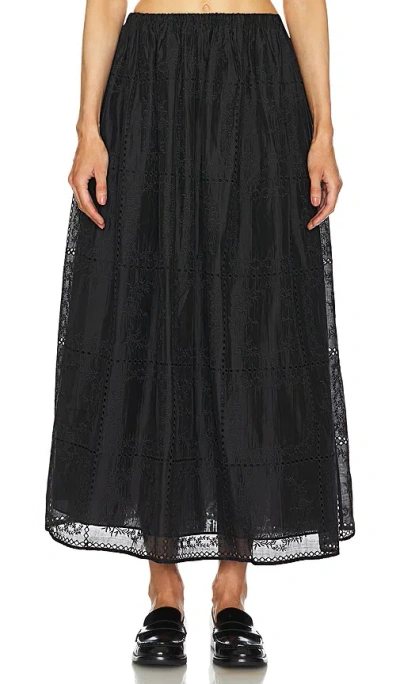 Helsa Handkerchief Midi Skirt In Black