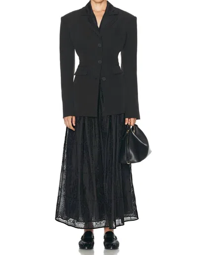 HELSA HANDKERCHIEF MIDI SKIRT IN BLACK