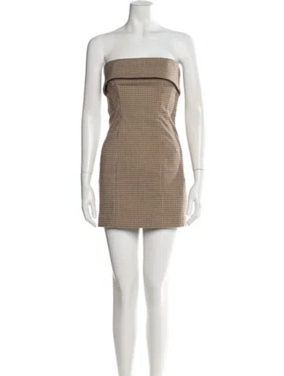 Pre-owned Helsa Houndstooth Print Mini Dress In Neutral