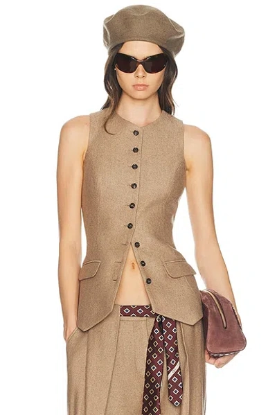 Helsa Italian Herringbone Waistcoat In Brown