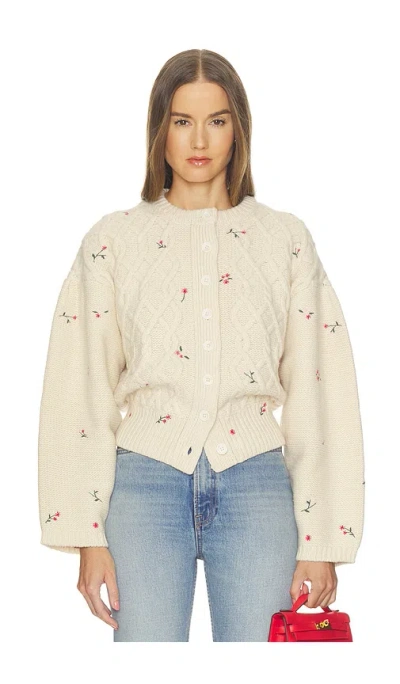 Helsa Jeanette Embroidered Merino Cardigan In Multi