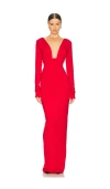 Helsa Jersey Deep V Maxi Dress In 칠레