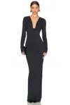 Helsa Matte Jersey Off Shoulder Maxi Dress In Black