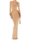 Helsa Josephine Long Sleeve Maxi Dress In Truffle