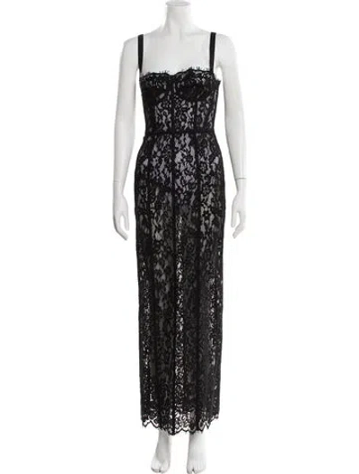Pre-owned Helsa Lace Long Dress In Black