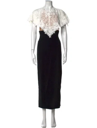 Pre-owned Helsa Lace Pattern Long Dress W/ Tags In Black