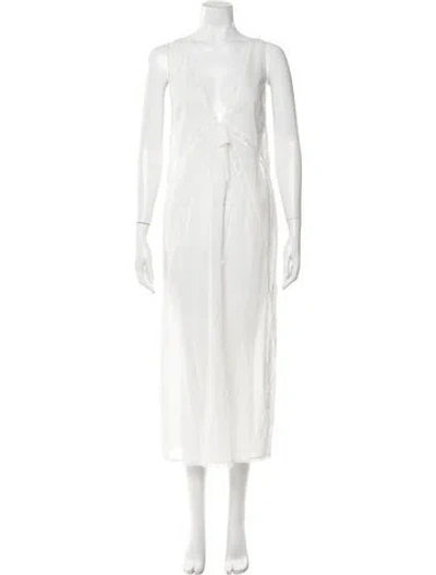 Pre-owned Helsa Lace Pattern Long Dress W/ Tags In White