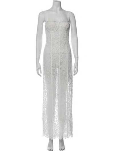 Pre-owned Helsa Lace Pattern Long Dress In White