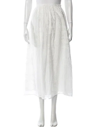 Pre-owned Helsa Lace Pattern Long Skirt In White