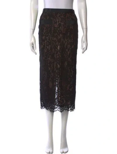 Pre-owned Helsa Lace Pattern Midi Length Skirt In Black