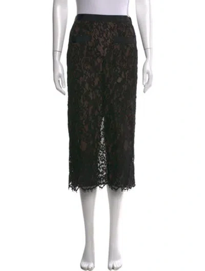 Pre-owned Helsa Lace Pattern Midi Length Skirt In Black