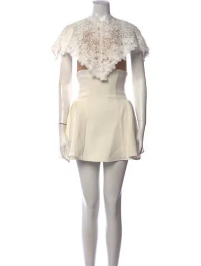 Pre-owned Helsa Lace Pattern Mini Dress In Neutrals