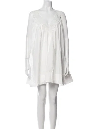 Pre-owned Helsa Lace Pattern Mini Dress In White