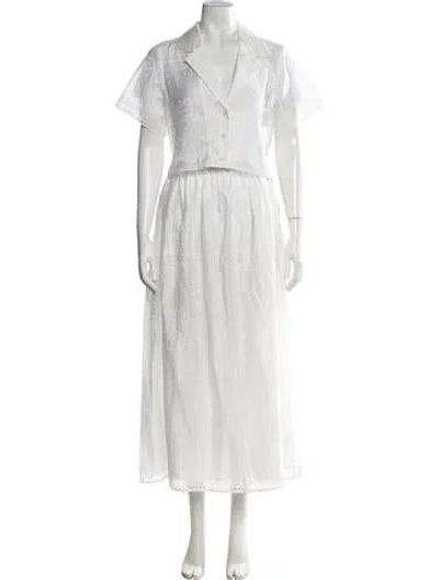 Pre-owned Helsa Lace Pattern Skirt Set In White