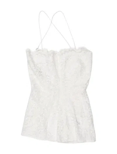 Pre-owned Helsa Lace Pattern Strapless Crop Top In White