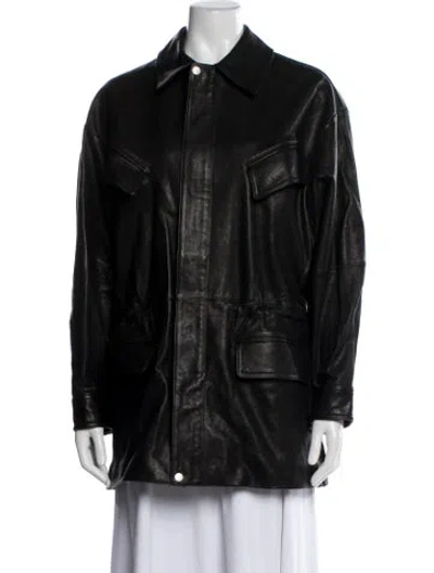 Pre-owned Helsa Lamb Leather Coat In Black