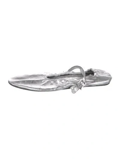 Pre-owned Helsa Leather Ballet Flats In Metallic/silver