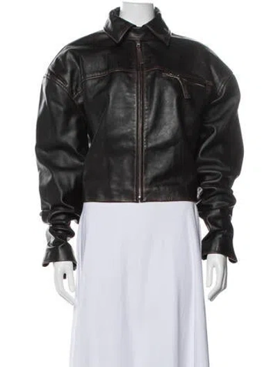 Pre-owned Helsa Leather Biker Jacket In Black