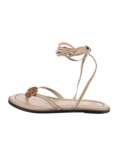Pre-owned Helsa Leather Gladiator Sandals In Neutral