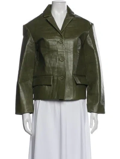 Pre-owned Helsa Leather Jacket In Green
