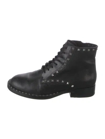 Pre-owned Helsa Leather Lace-up Boots In Black