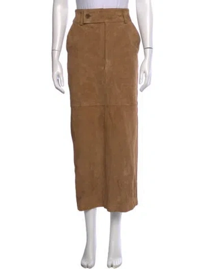 Pre-owned Helsa Leather Long Skirt In Brown