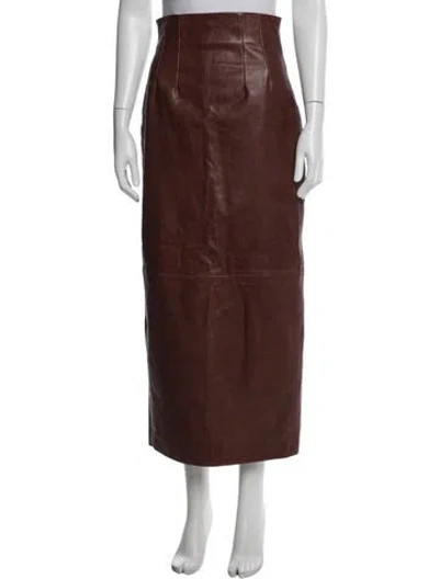 Pre-owned Helsa Leather Long Skirt In Brown