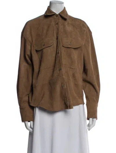 Pre-owned Helsa Leather Utility Jacket In Brown