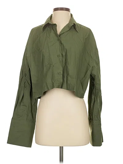 Pre-owned Helsa Long Sleeve Blouse In Green
