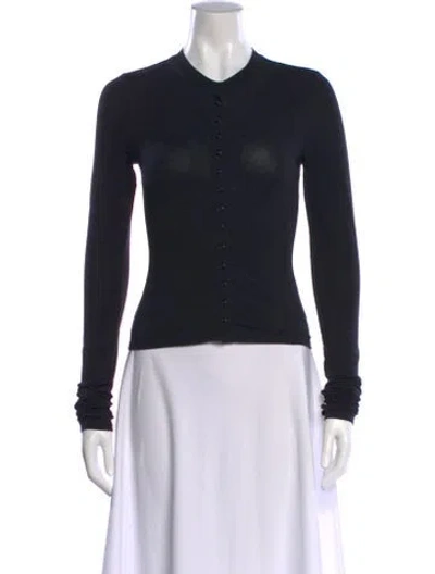 Pre-owned Helsa Long Sleeve Button-up Top In Black