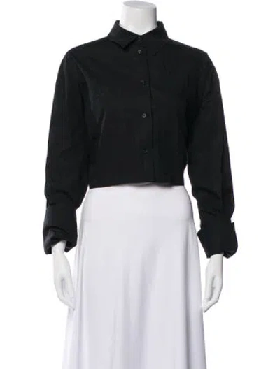 Pre-owned Helsa Long Sleeve Button-up Top In Black