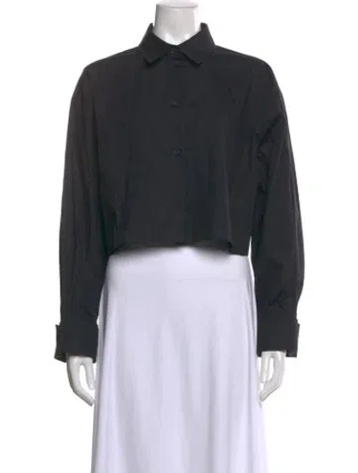 Pre-owned Helsa Long Sleeve Button-up Top In Black