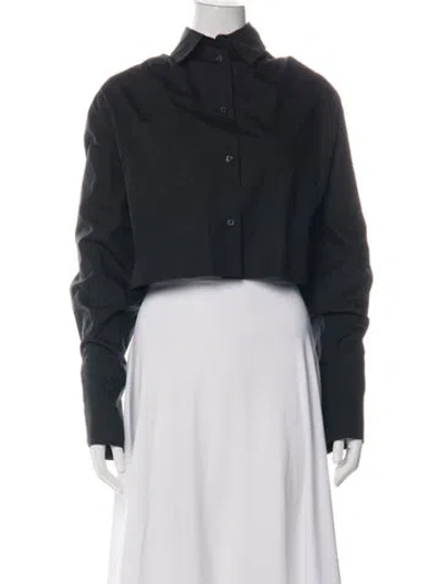 Pre-owned Helsa Long Sleeve Button-up Top In Black