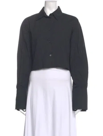 Pre-owned Helsa Long Sleeve Button-up Top In Gray