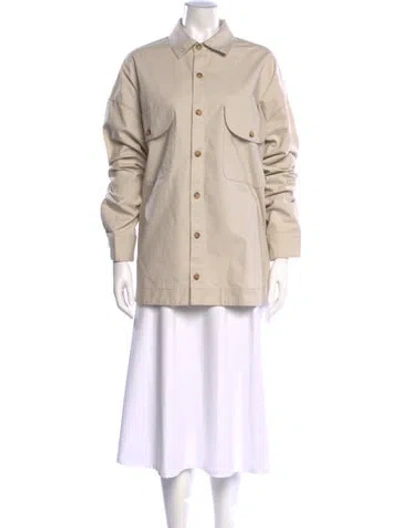 Pre-owned Helsa Long Sleeve Button-up Top In Neutral